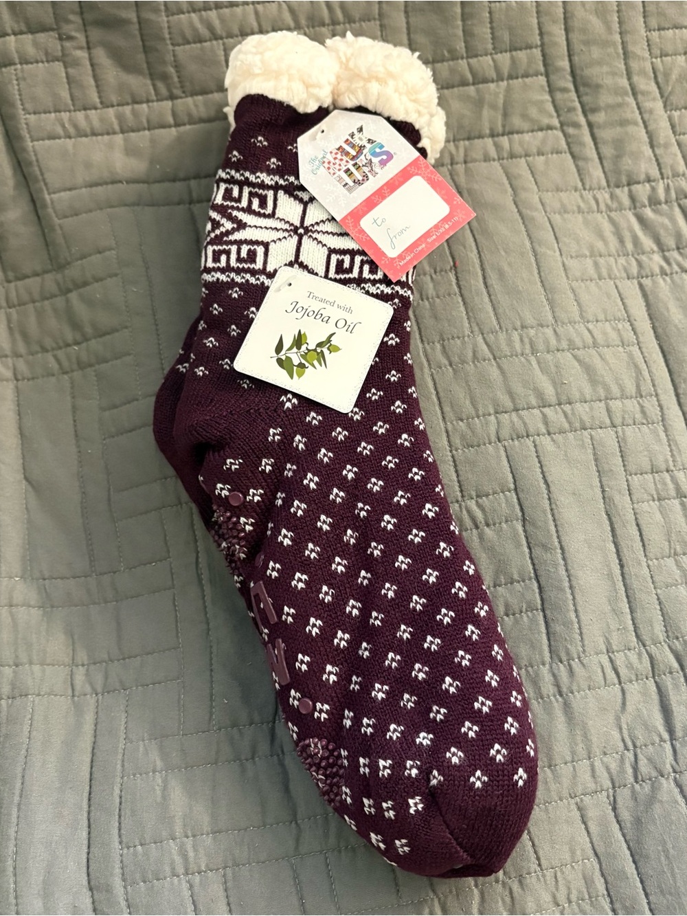 MUK LUKS Womens Cabin Socks Snowflake Purple L/XL 8.5-11 stocking stuffers